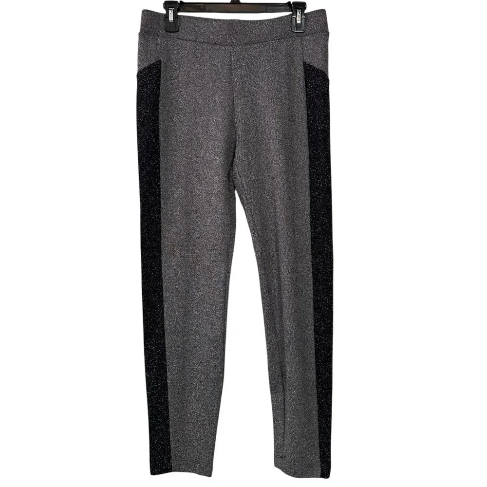 Eileen Fisher Charcoal & Black Stretch Tweed Knit Ankle Legging Pant
